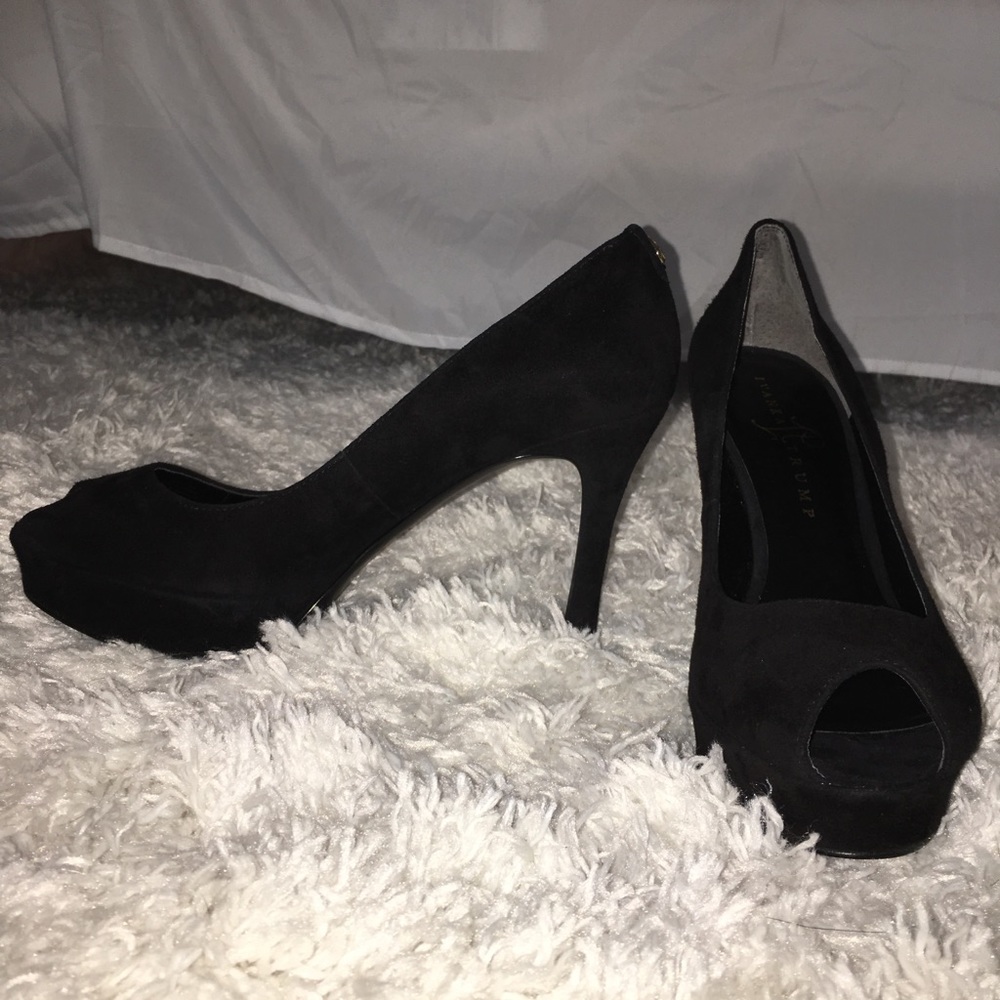 Ivanka Trump Black Suede peep toe pumps